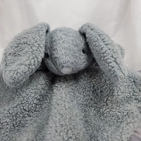 Apricot Lamb Bunny Security Baby Lovey Dark Gray Plush 12" Satin Edges Blanket - Picture 3 of 7